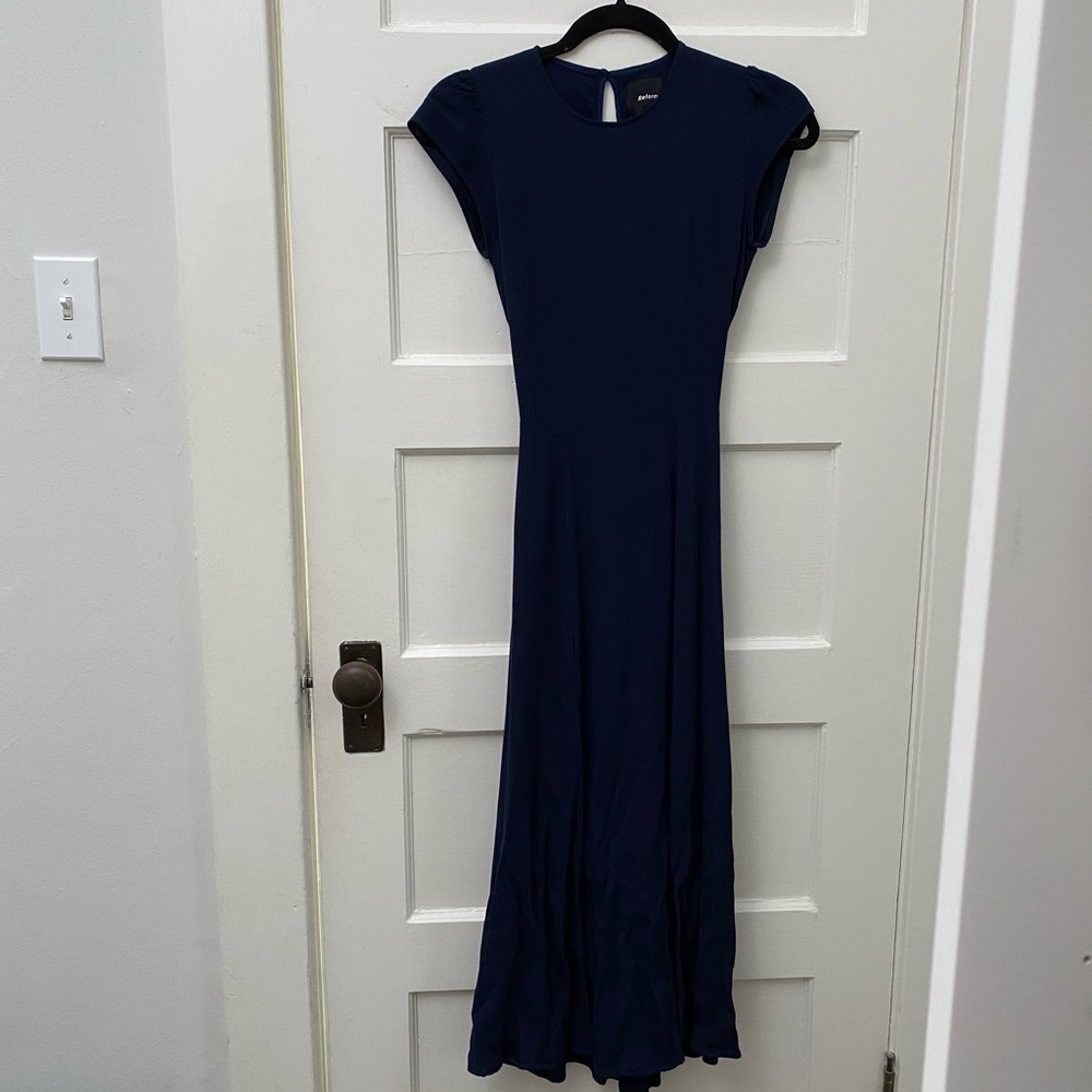 Reformation Gavin Dress Navy